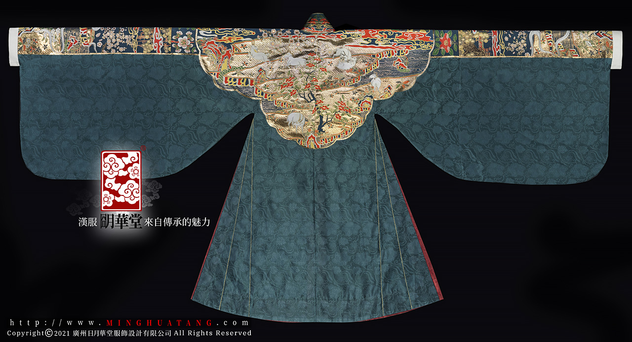 藏青 九羊开泰云肩通袖妆花织金纱-背面展示.jpg
